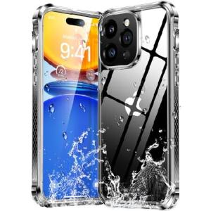 Humixx iPhone 15 Pro Max用ケース、クリア防水携帯電話ケース 内蔵レンズ＆スクリーンプロテクター フルボディ耐衝撃IP68水中 iPhone 15 ProMax用保護ケース 男