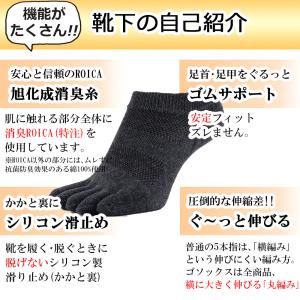 五本指 ソックス 旭化成 消臭 ROICA使用...の詳細画像3