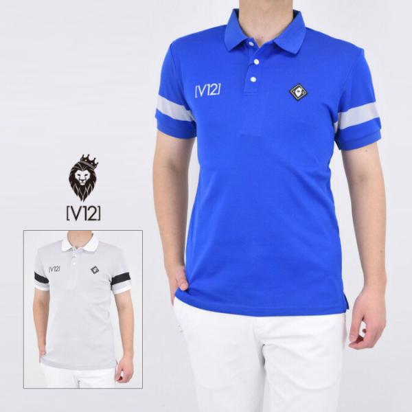 V12 ヴィトゥエルブ JACQUARD VERTICAL POLO メンズ ポロシャツ 半袖 スト...