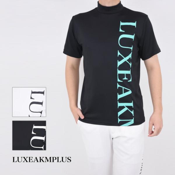 LUXEAKMPLUS リュクスエイケイエムプラス メンズ レディース バーチカルロゴ 半袖 モック...