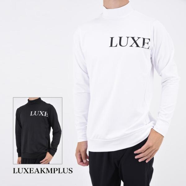 LUXEAKMPLUS リュクスエイケイエムプラス メンズ レディース 光沢ロゴ モックネック Tシ...