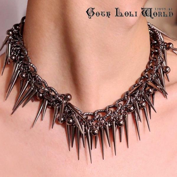 ゴスロリワールド  CE-AS009 パンク ロック スパイク マルチレイヤー チョーカーネックレス...
