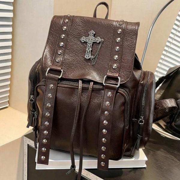 ゴスロリワールド CE-AS020 パンク ロック ファッション 十字架 クロス PUレザー リュッ...