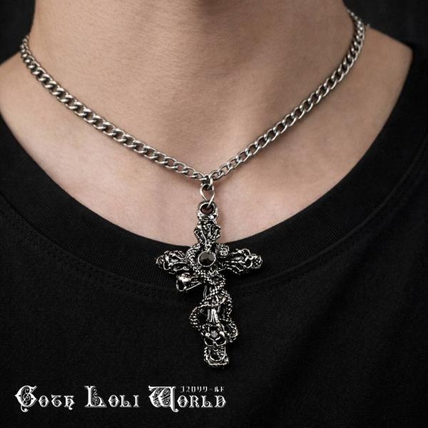 ゴスロリワールド CE-AS601 ゴシック ファッション クロス 十字架 ヘビ スカル ペンダント...