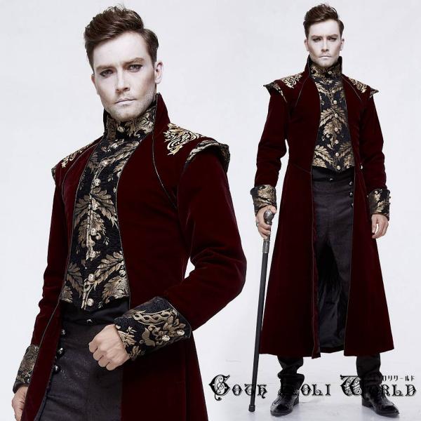 ゴスロリワールド CT11802 ゴシックファッション ジェントルマン ジャケット コート 赤色 ゴ...