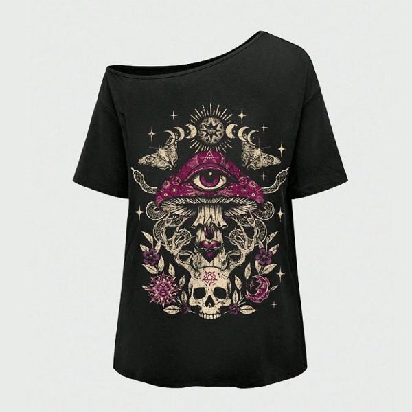 当日発送 即納 GLW-035 パンク ロック ゴシック キノコ スカル 目プリント ワンショルダー...