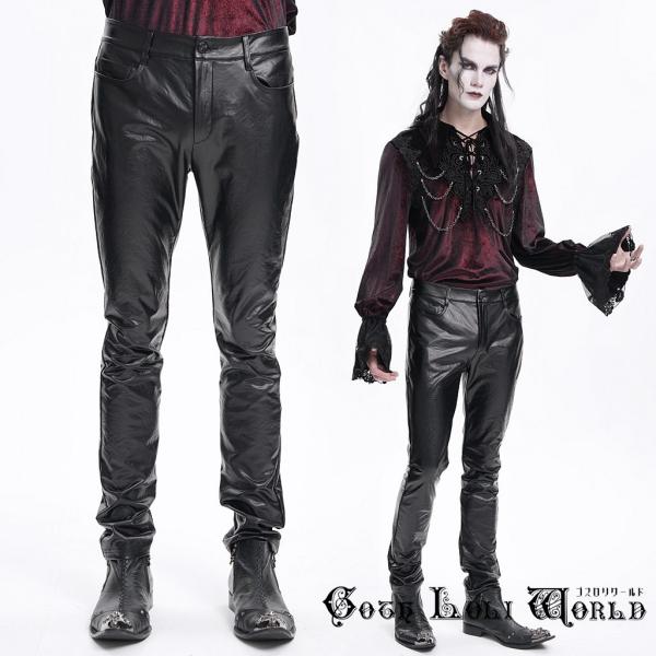 ゴスロリワールド PT267 ゴシックファション フェイクレザー ゴシック柄 ロングパンツ パンク ...