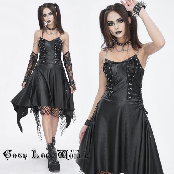 ゴスロリワールド SKT192 ハートチェーンインナーフィッシュネットキャミ ワンピース ファッショ...
