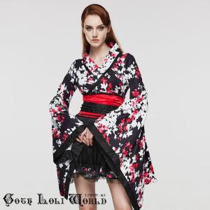 ゴスロリワールド 黒地紅白花柄ミニ丈 4ピース...の詳細画像2