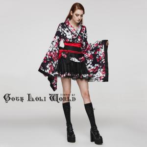 ゴスロリワールド 黒地紅白花柄ミニ丈 4ピース...の詳細画像3