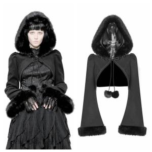 【ゴスロリワールド】PUNKRAVE ゴスロリ フェイクファーボールリボン ポンチョ  最短当日発送 翌日到着 品質自信有 サイズ交換可能