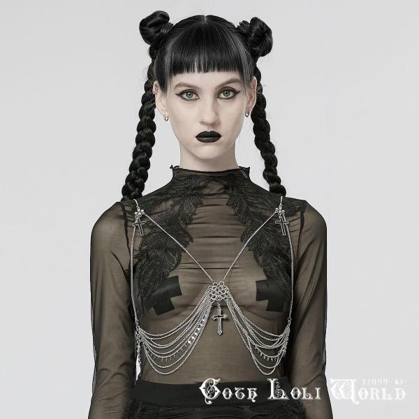 ゴスロリワールド WS-509LHF-SI パンク ロック ファッション セクシーチェスト チェーン...