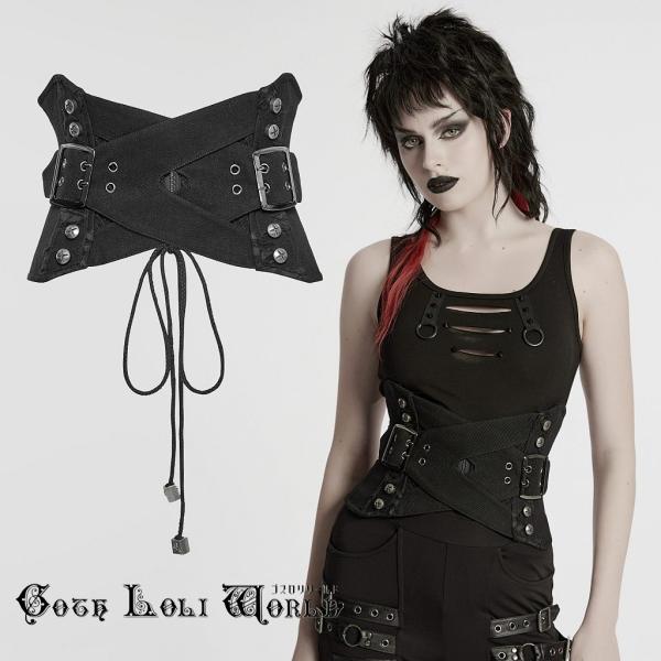 ゴスロリワールド WS-753YDF-BK パンクファッション ダメージデニム コルセット レディー...