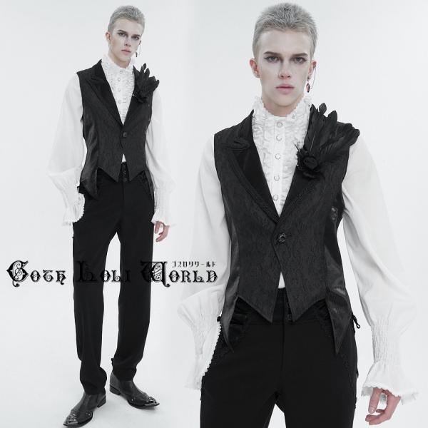 ゴスロリワールド WT07601 ゴシックファッション 貴族風ゴージャス燕尾 ベスト ブラック ゴシ...