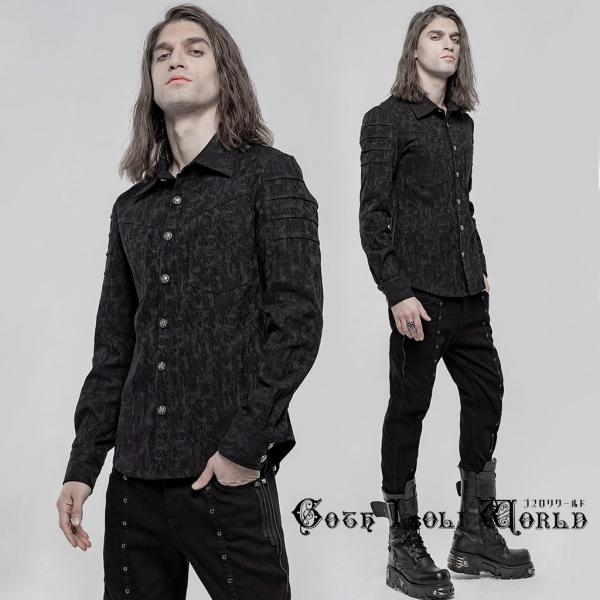 ゴスロリワールド WY-1225CCM-BK スカルジャカードパンクロングスリーブ シャツ ブラウス...