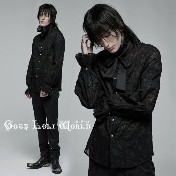 ゴスロリワールド WY-1381XCM-BK スタンドカラーダークネックタイ付 ブラウス 黒色 メン...