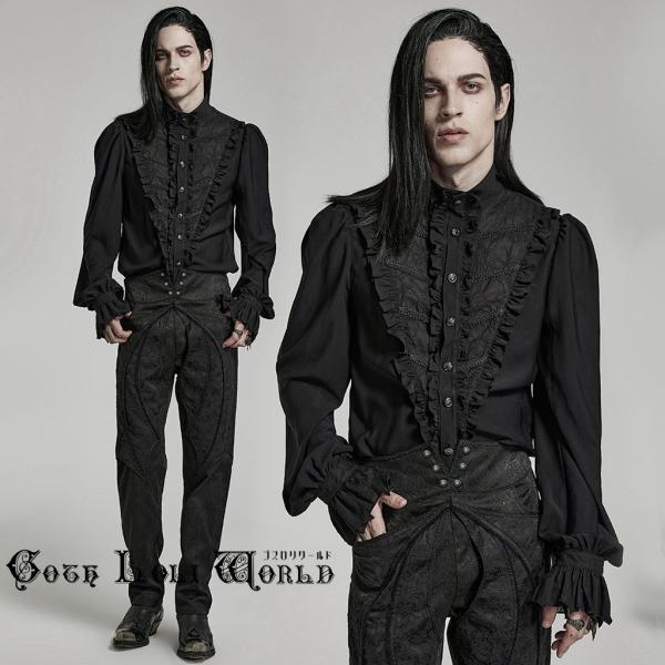 ゴスロリワールド WY-1486CCM-BK Vラインフリルハイネックエレガント ブラウス ファッシ...