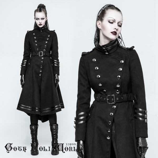 ゴスロリワールド Y-766BK 軍服風ラインデザインミリタリー ロングコート ファッション ゴシッ...