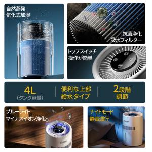 空気清浄機加湿機能付き 正規品】 空気清浄機 加湿器 超音波式 大容量 4L 気化式 最大18畳対応