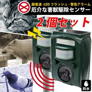 【あすつく】(2個セット)動物撃退器 害鳥 動物よけ 赤外線センサー感知 超音波 LEDライト 野良猫 防水 ソーラーパネル充電 猫駆除 ネズミ GR-1【送料無料】｜GORIX 公式 Yahoo!店