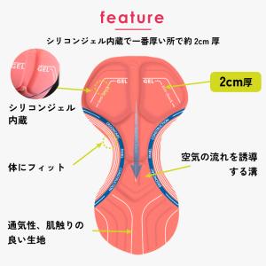 サイクルパンツ 自転車 超極厚3Dメガパッド ...の詳細画像3