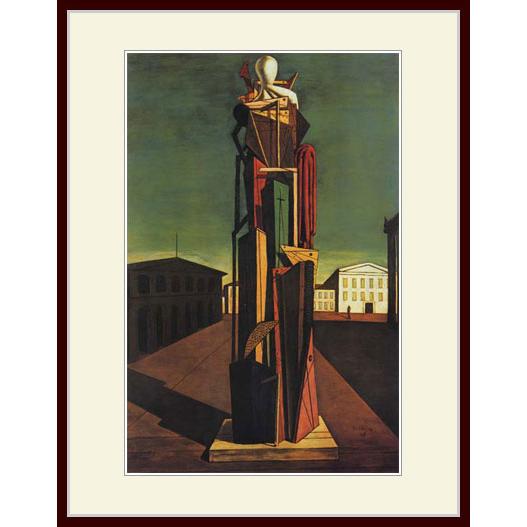 複製画・額縁付き・キリコ・「偉大な形而上学者」