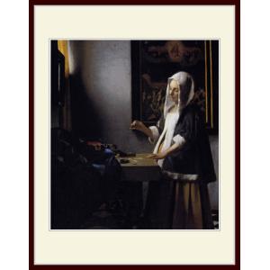 複製画・額縁付き・フェルメール・「天秤を持つ女」