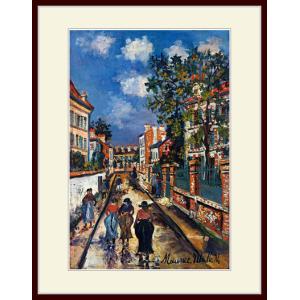 複製画・額縁付き・ユトリロ・「街の風景」