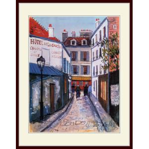 複製画・額縁付き・ユトリロ・「ベル・ヴィル街」