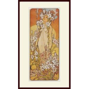 アルフォンス・ミュシャ「ボヘミアの唄」　油彩画風　額装　複製画 複製画 額付き：ミュシャ・「ボヘミアの唄」 : グーピルギャラリー