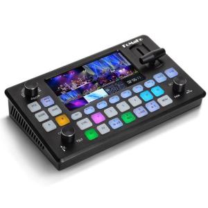 FoMaKoビデオミキサースイッチャーライブプロダクションスイッチャーHDMI入力4個付き1080p60FPSUSBビデオ録画FHD5.5インチLCDス