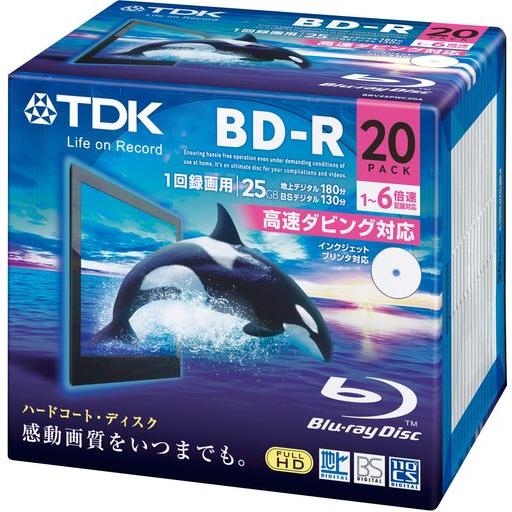 TDK 録画用ブルーレイディスク BD-R 25GB 1-6倍速 ホワイトワイドプリンタブル 20枚...