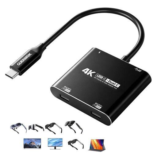 Guermok4-in-1デュアルUSB-Cディスプレイハブ4K@60Hzビデオ、PD100W高速充...