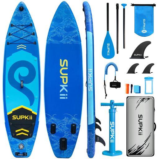 SUPKii 34インチ幅空気入り縦型パドル、450ポンド容量SUPボード、高級パドル付属品付き、大...