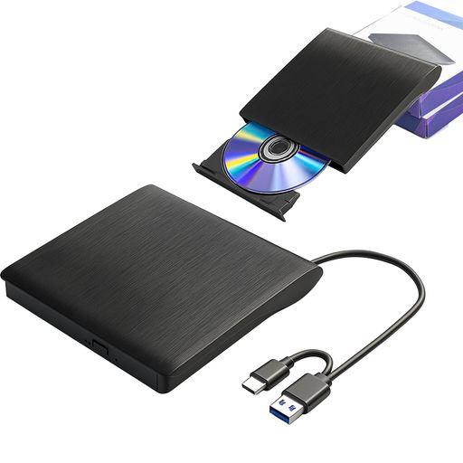 DVDドライブ外付けUSB3.0ポータブルドライブtypeC/USBポート外付光学式ドライブCD/D...