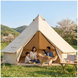 KingCamp ベルテント 4m 大型 冬用 ポリコットン 4-6人用 防水・通気 煙突穴付き オールシーズン グループ/ファミリ