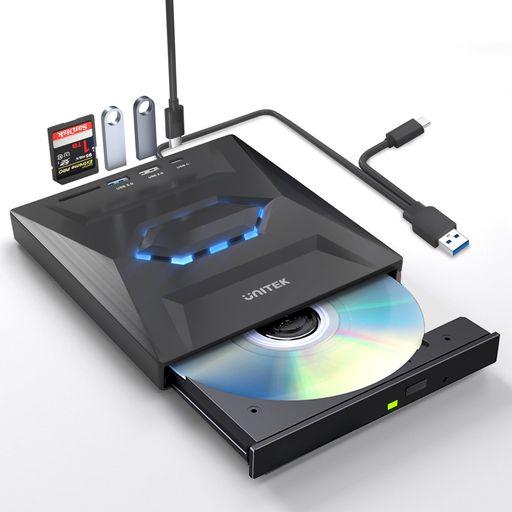 Unitekライト点灯改良バージョンゲーム機式多機能外付けCD・DVDドライブUSBハブ機能搭載US...