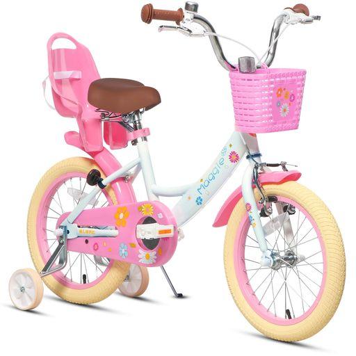 GlercMaggie子供用自転車女の子用キッズバイク幼児乗り練習花柄かご付き補助輪付きこども三輪ぬ...
