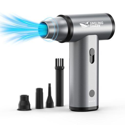 SmilingShark電動エアダスター超強力噴射無段階風量調整吸引機能付き130000rpm風速4...