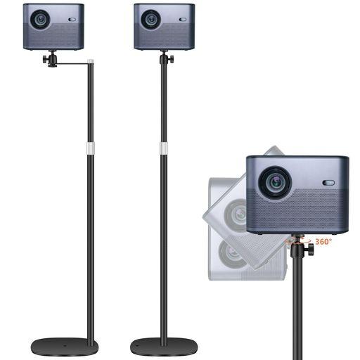 POLESTO プロジェクタースタンド 90cm-126cmの高さ調整可能 昇降式 360°回転 金...