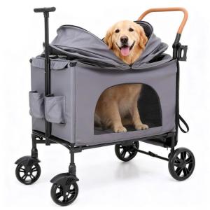 UEEYAC(ユーヤク)ペットカート大型犬中型犬耐荷重80KGペットバギーキャンピングカ?ペットキャリーペットキャリーカート折りたた