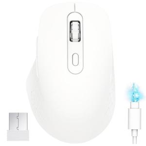 ワイヤレスマウスbluetooth5.2+2.4GHz無線静音Type-C充電式小型戻る/進むボタン搭載6ボタン5DPI切替3台デバイス同時接続可能4000