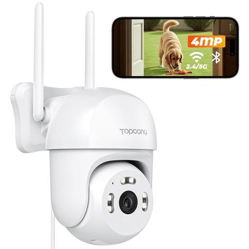 防犯カメラ屋外ワイヤレスTopcony2.4G/5GWiFi対応400万高画素自動追尾PTZ首振りパ...