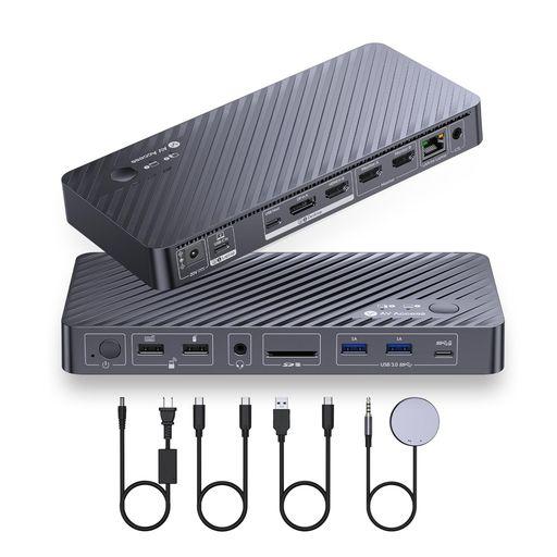 AVアクセスドッキングステーションデュアルモニターノートパソコンとデスクトップ用KVMスイッチモニタ...