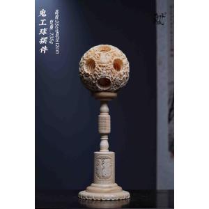 天然マンモス牙美しい手作り彫刻　龍鳳呈祥?福満天下　置物