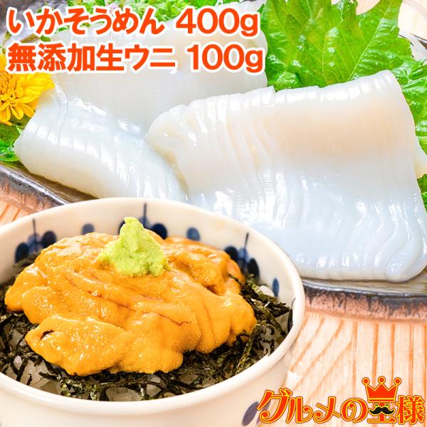 いかうにセット いかそうめん イカソーメン 400g うに 冷凍生うに 無添加 100g 最高級Aグ...