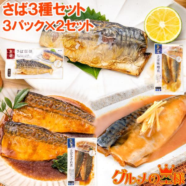 煮魚セット 魚菜パックセット サバ3種セット ×2 合計6パック さばの塩焼き さば味噌煮 さばのみ...