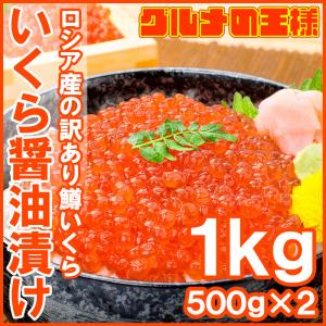 訳あり イクラ醤油漬け 1kg 500g×2 北海道製造 鱒いくら 鮭鱒いくら いくら醤油漬け