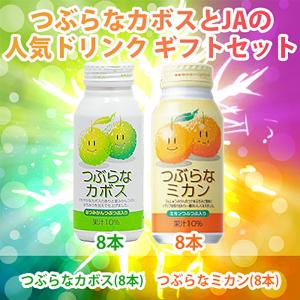 つぶらなカボスとJAの人気ドリンクギフトセット カボス8本・ミカン8本 包装無料 JAフーズ お中元 お歳暮 父の日 ギフト｜gourmet-oita