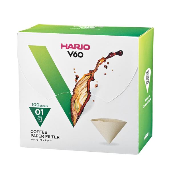 V60用ペーパーフィルターみさらし100枚箱入りVCF-01-100MK（1〜2杯用）/ハリオ（HA...